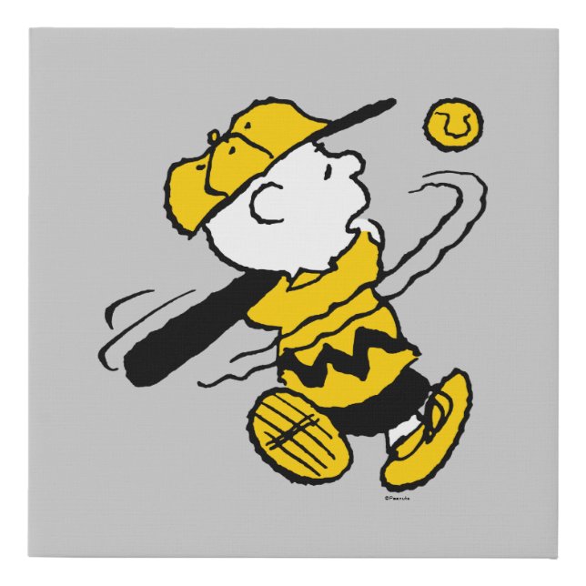 Peanuts | Charlie Brown at Bat Faux Canvas Print (Front)