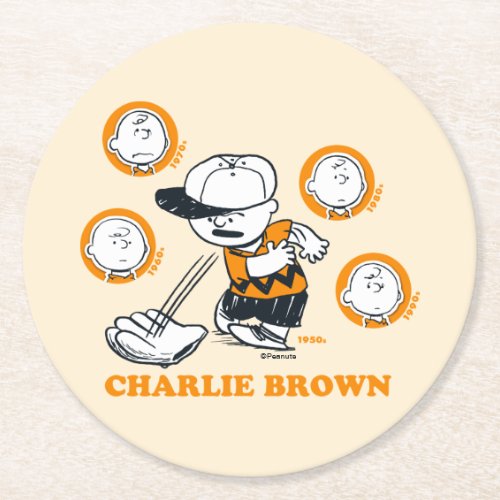 PEANUTS  Charlie Brown Baseball Round Paper Coaster