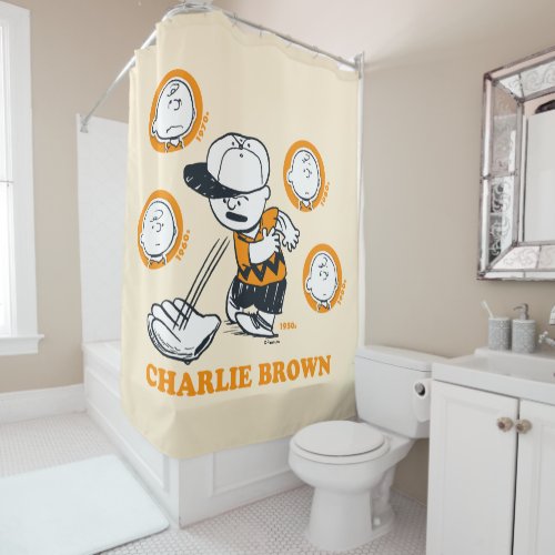 PEANUTS  Charlie Brown Baseball Shower Curtain