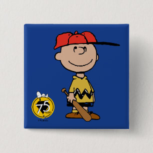 Peanuts Charlie Brown Baseball Smile Button