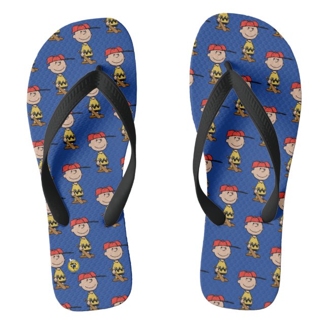 Peanuts | Charlie Brown Baseball Smile Flip Flops (Footbed)