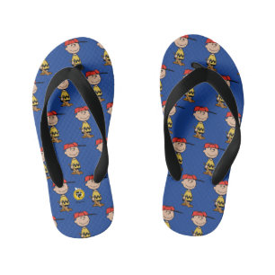 Peanuts Charlie Brown Baseball Smile Kid's Flip Flops