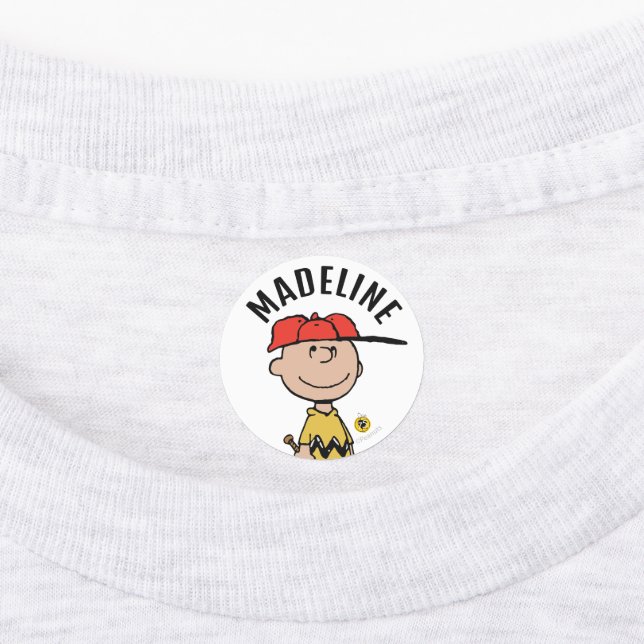 Peanuts | Charlie Brown Baseball Smile Kids' Labels (Affixed)