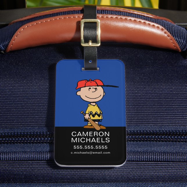 Peanuts | Charlie Brown Baseball Smile Luggage Tag (Front Insitu 2)