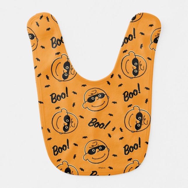 Peanuts | Charlie Brown Boo! Pattern Baby Bib (Front)