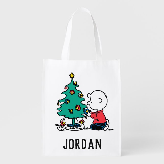 Peanuts | Charlie Brown Christmas | Add Your Name Grocery Bag (Front)