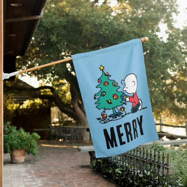 Peanuts | Charlie Brown Christmas Lights House Flag (In SItu)
