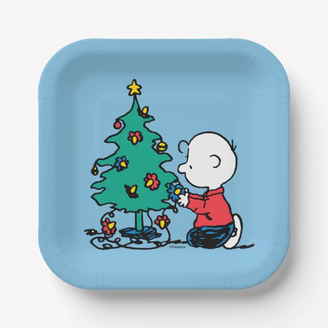 Peanuts | Charlie Brown Christmas Lights Paper Plates (Front)