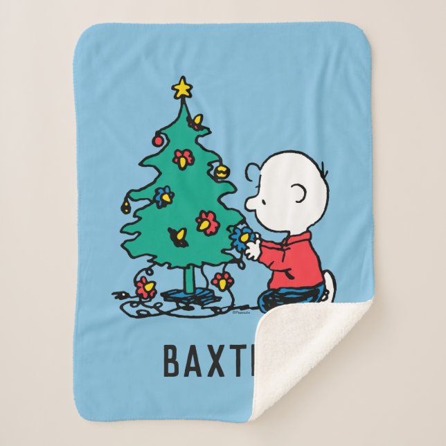 Peanuts | Charlie Brown Christmas Lights Sherpa Blanket (Front)
