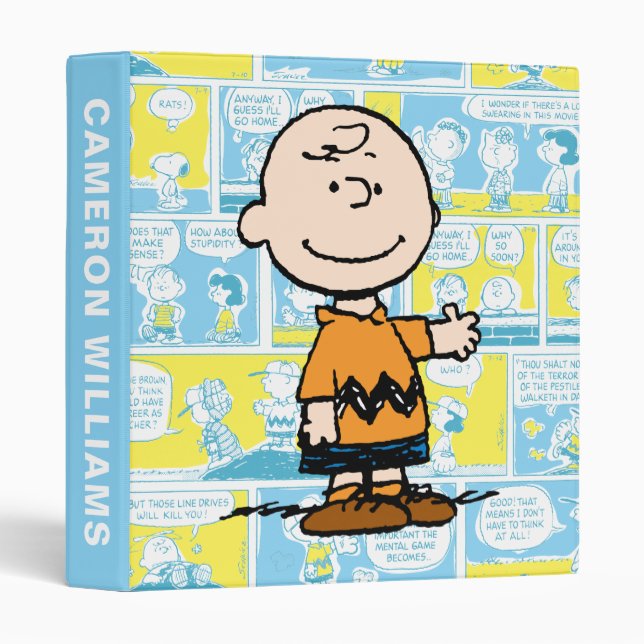 Peanuts | Charlie Brown Comic Pattern 3 Ring Binder (Front/Spine)