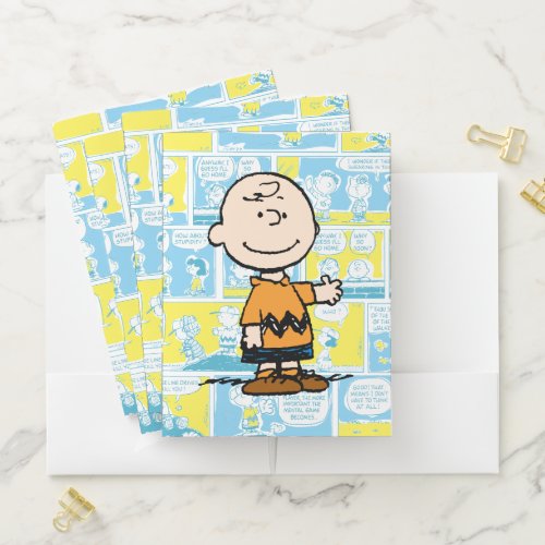 Peanuts  Charlie Brown Comic Pattern Pocket Folder