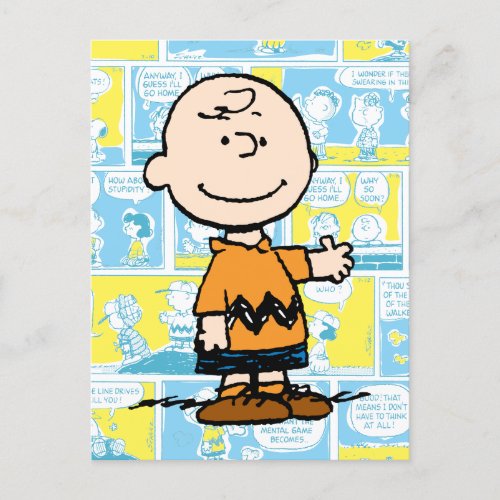 Peanuts  Charlie Brown Comic Pattern Postcard