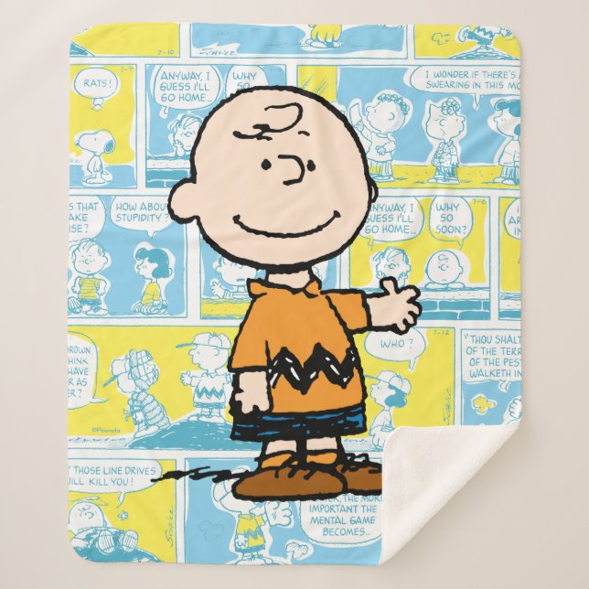 Peanuts | Charlie Brown Comic Pattern Sherpa Blanket (Front)