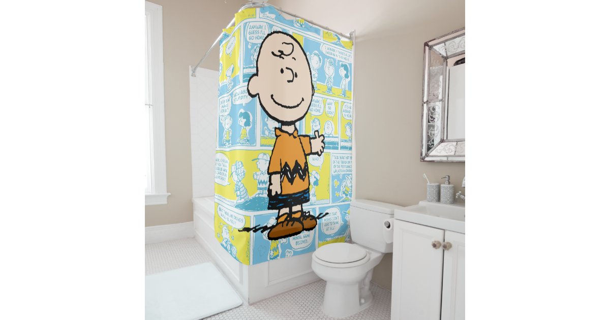 Peanuts Charlie Brown Comic Pattern Shower Curtain Zazzle