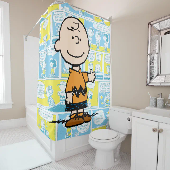 Peanuts Charlie Brown Comic Pattern Shower Curtain Zazzle