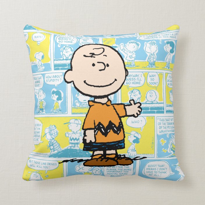 Peanuts Charlie Brown Comic Pattern Throw Pillow