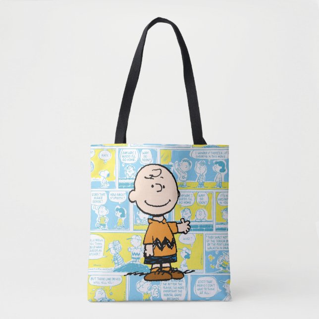 Peanuts | Charlie Brown Comic Pattern Tote Bag (Front)