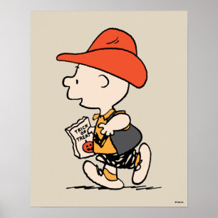 Peanuts Charlie Brown Cowboy Halloween Poster