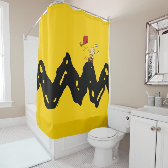 Peanuts | Charlie Brown Flying Kite Shower Curtain (In Situ)