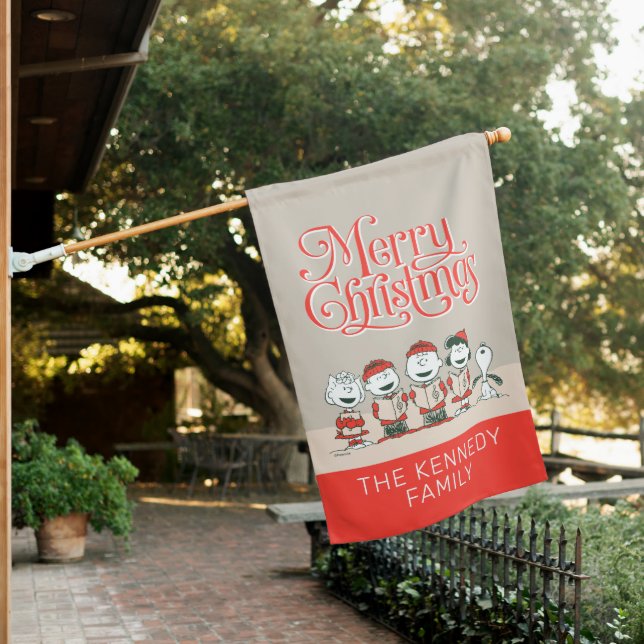 Peanuts | Charlie Brown & Friends Merry Christmas House Flag (In SItu)