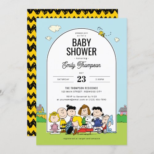 Peanuts  Charlie Brown  Gang _ Arch Baby Shower Invitation