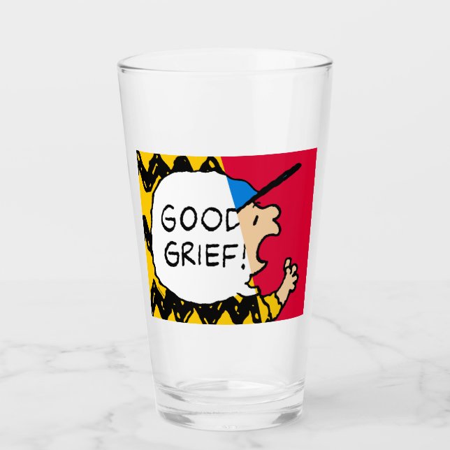 Peanuts | Charlie Brown Good Grief Half & Half Glass (Front)