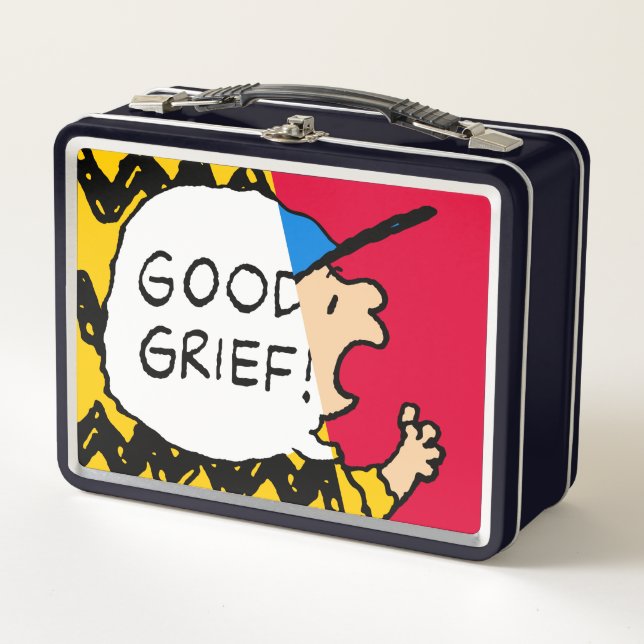 Peanuts | Charlie Brown Good Grief Half & Half Metal Lunch Box (Front)