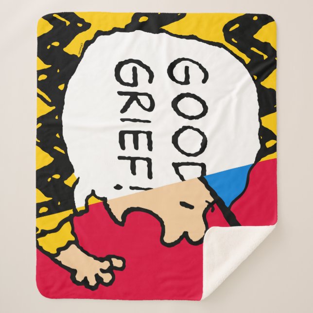 Peanuts | Charlie Brown Good Grief Half & Half Sherpa Blanket (Front)