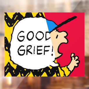 Peanuts Charlie Brown Good Grief Half & Half Window Cling