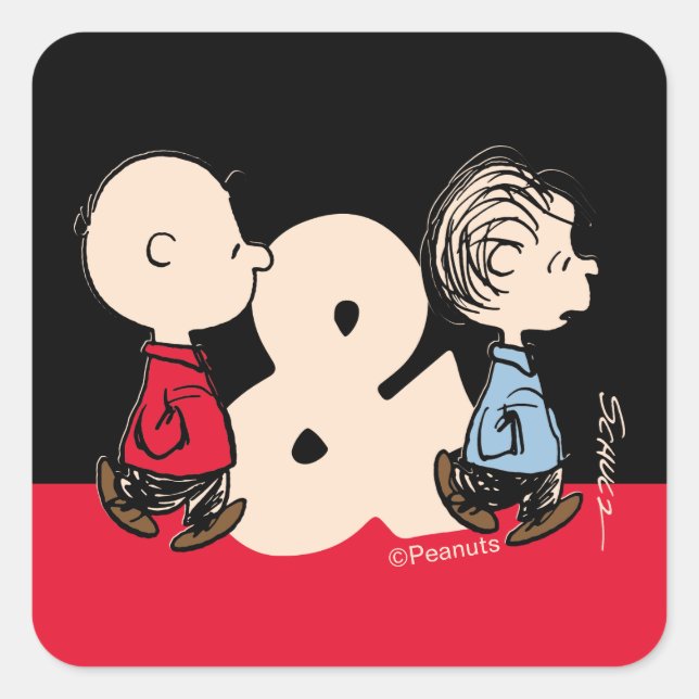 Peanuts | Charlie Brown & Linus Square Sticker (Front)