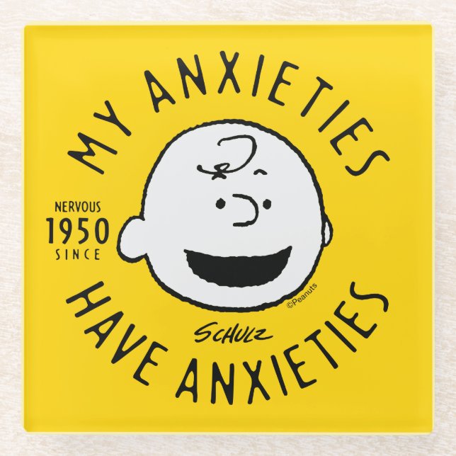Peanuts | Charlie Brown Nervous Since 1950 Glass Coaster (Front)