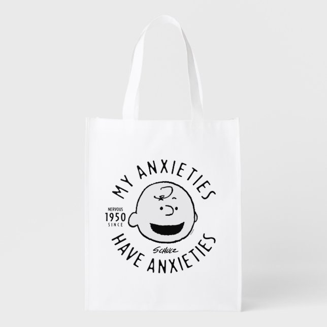 Peanuts | Charlie Brown Nervous Since 1950 Grocery Bag (Front)