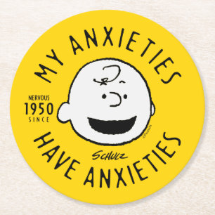 Peanuts Charlie Brown Nervous Since 1950 Round Paper Coaster