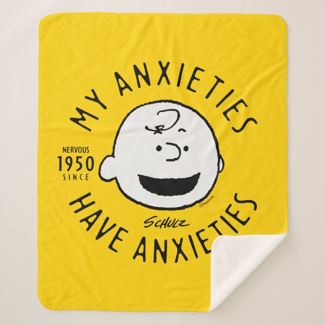 Peanuts | Charlie Brown Nervous Since 1950 Sherpa Blanket (Front)