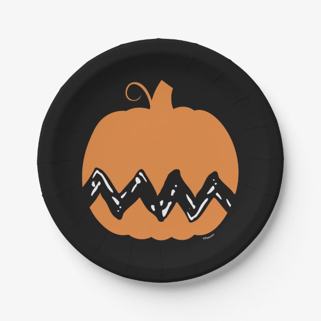 Peanuts | Charlie Brown Orange Pumpkin Paper Plates (Front)
