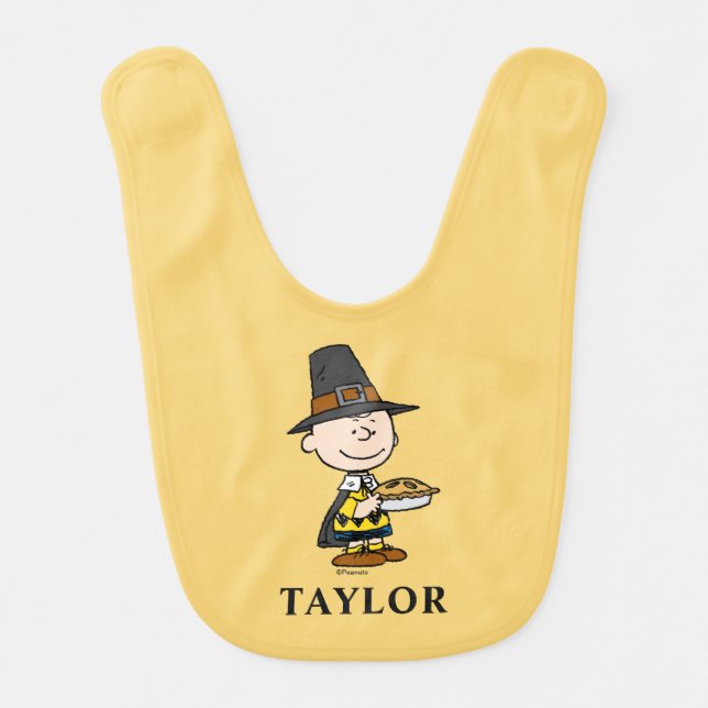 Peanuts | Charlie Brown Pilgrim Baby Bib (Front)