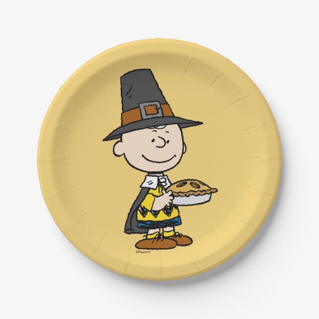 Peanuts | Charlie Brown Pilgrim Paper Plates (Front)