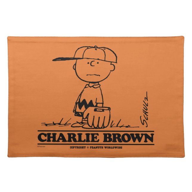 Peanuts | Charlie Brown Playing Ball Cloth Placemat (Front)
