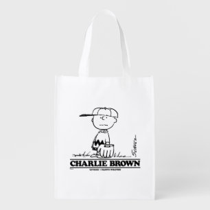 Peanuts Charlie Brown Playing Ball Grocery Bag