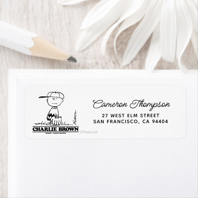 Peanuts | Charlie Brown Playing Ball Label (Insitu)