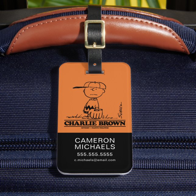Peanuts | Charlie Brown Playing Ball Luggage Tag (Front Insitu 2)