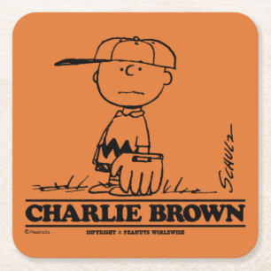 Peanuts Charlie Brown Playing Ball Square Paper Coaster