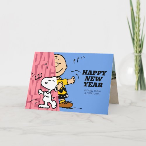 Peanuts  Charlie Brown  Snoopy Happy New Year Holiday Card