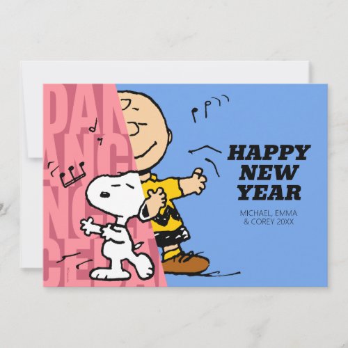 Peanuts  Charlie Brown  Snoopy Happy New Year Holiday Card