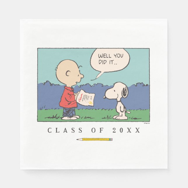 Peanuts Charlie Brown Snoopy Well You Did It Grad Napkins (Front)