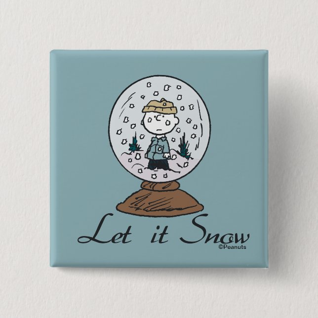 Peanuts | Charlie Brown Snow Globe Button (Front)