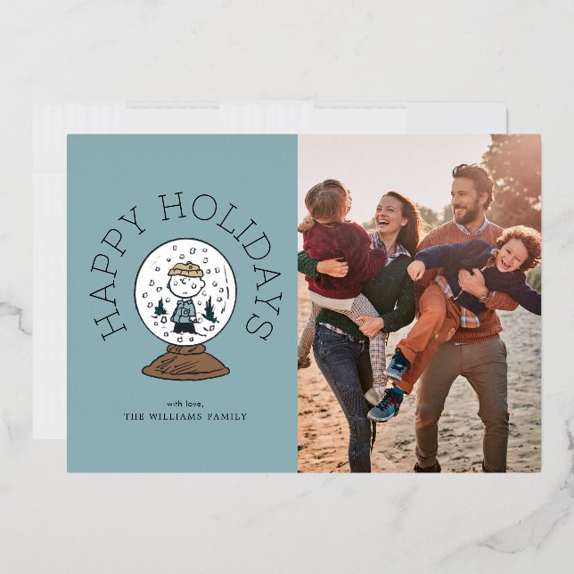 Peanuts | Charlie Brown Snow Globe Foil Holiday Card (Envelope)
