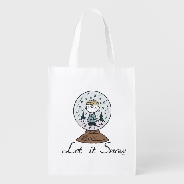 Peanuts | Charlie Brown Snow Globe Grocery Bag (Front)