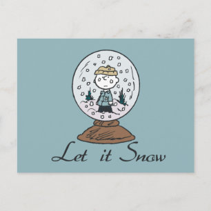 Peanuts   Charlie Brown Snow Globe Postcard