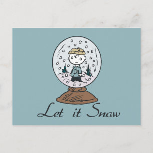 Peanuts   Charlie Brown Snow Globe Postcard